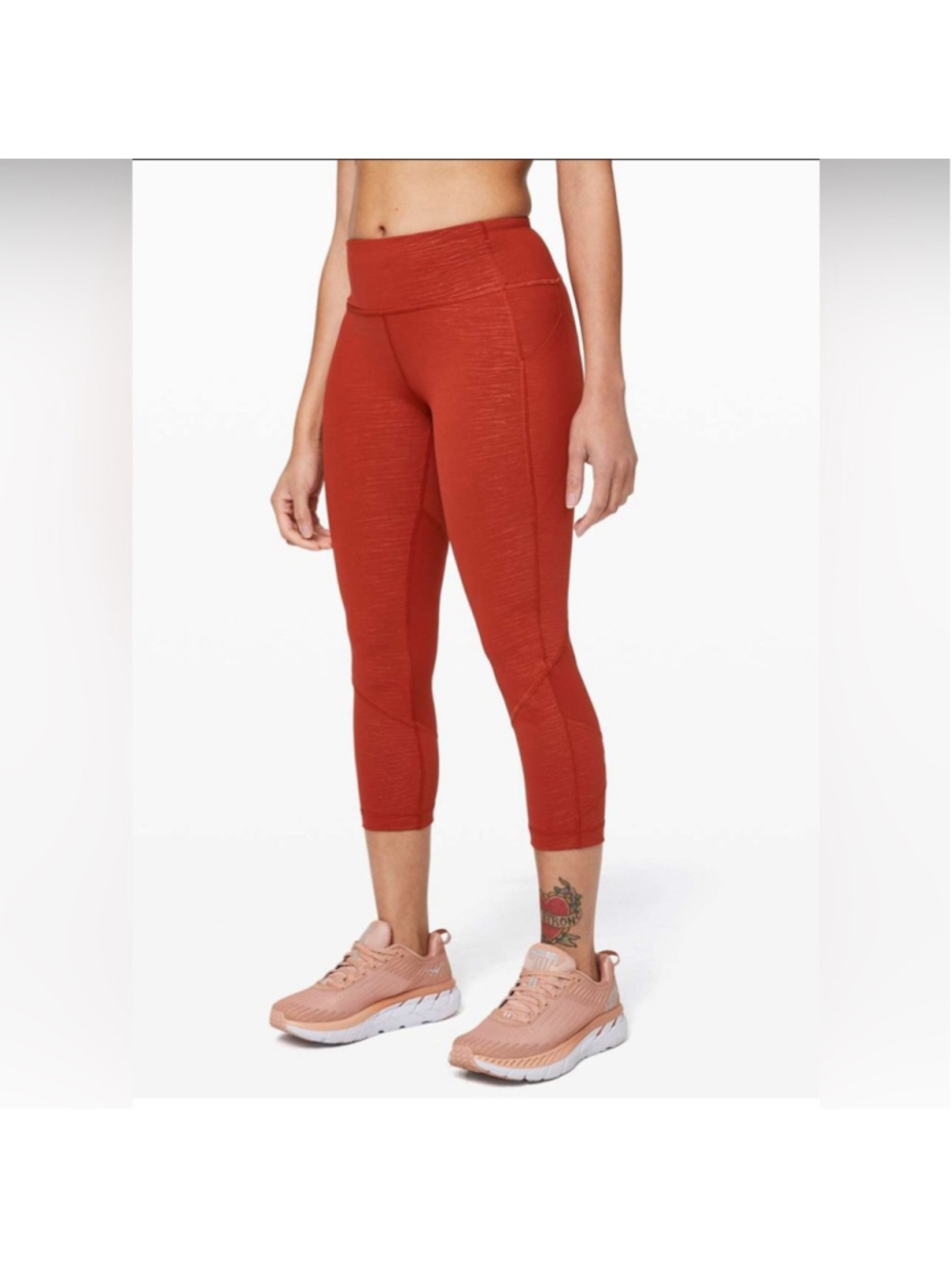 Lululemon pace rival crop 22 inch size 8 stride emboss cayenne athletic leggings
